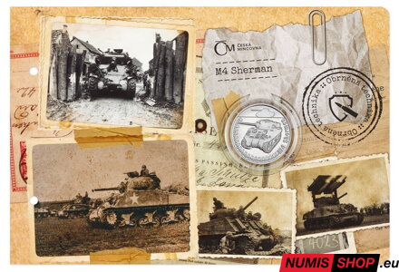 Strieborná minca 1 oz - Obrnená technika - M4 Sherman - proof