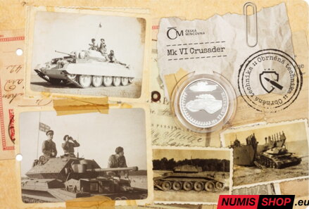 Strieborná minca 1 oz - Obrnená technika - Mk VI Crusader - proof