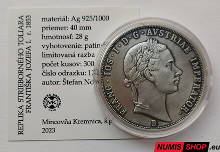 Replika toliaru - František Jozef I. 1853
