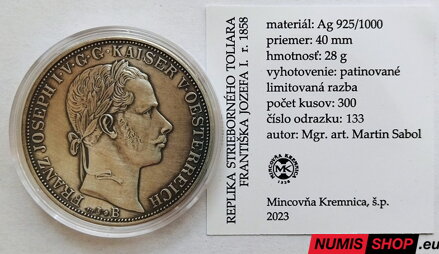 Replika toliaru - František Jozef I. 1858