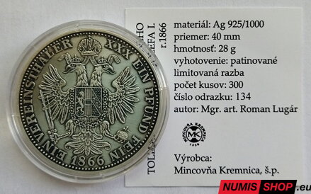 Replika toliaru - František Jozef I. 1866