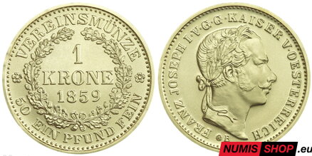 Kremnické razby Františka Jozefa - spolková 1 koruna 1859 (replika)