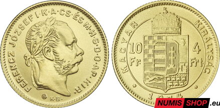Kremnické razby Františka Jozefa - 4-zlatník 1874 (replika)