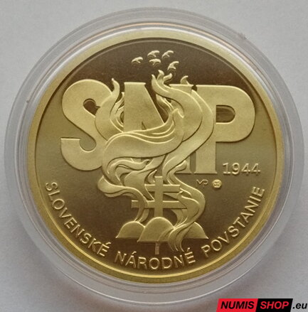 Mosadzná pozlátená medaila - SNP - 80. výročie