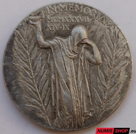 Úmrtná medaila - T. G. Masaryk - 1937 - 40 mm - striebro