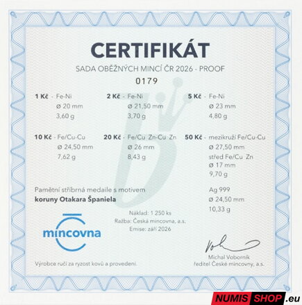 Sada mincí ČR 2026 - PROOF - drevená etua