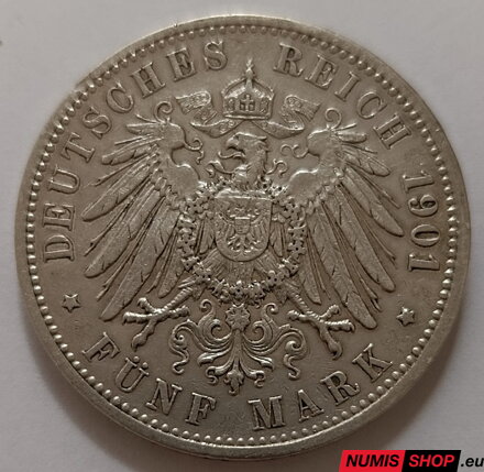 Deutsches Reich - 5 Mark - 1901 - G - Friedrich (Baden)