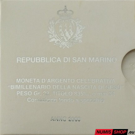 San Maríno - 10 000 lír - 2000 - Narodenie Krista - PROOF