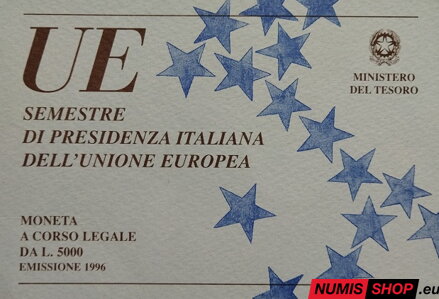 5000 lír Taliansko - 1996 - Predsedníctvo v Rade EÚ
