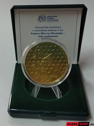 5 eur Slovensko 2021 - Včela medonosná - etua a certifikát