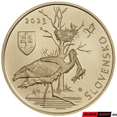 5 eur Slovensko 2023 - Bocian čierny - autorská karta