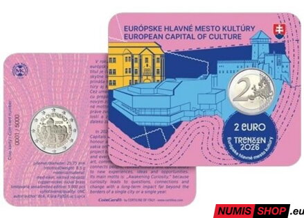 Slovensko 2 euro 2026 - Trenčín - Európske hlavné mesto kultúry 2026 - COIN CARD