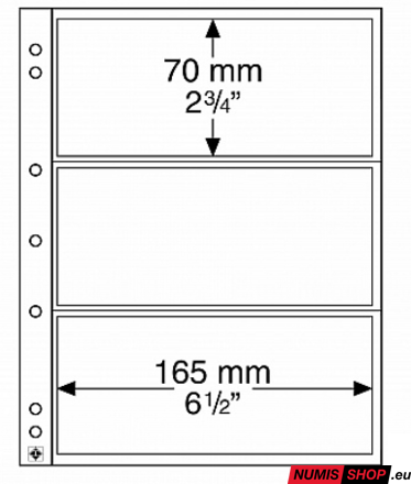 Listy NUMIS - 3 priehradky - priehľadné