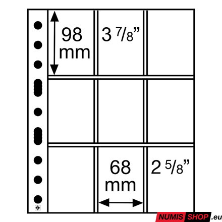Listy GRANDE - 9 priehradiek - priehľadné