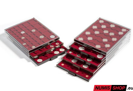 Mincový box na 20 štvorcových otvorov do 48 x 48 mm - červený dymový