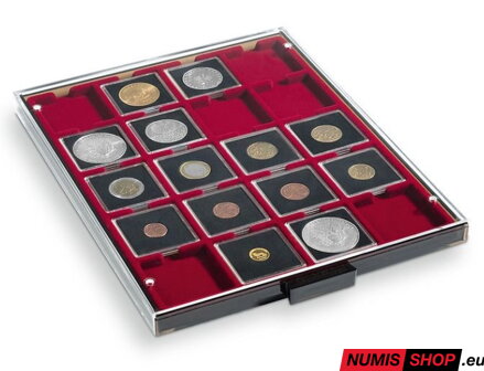 Mincový box na 20 kapslí QUADRUM - červený dymový