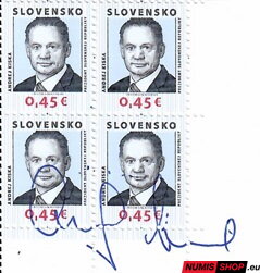 Slovensko - 2014 - Prezident SR Andrej Kiska - štvorblok 2 - vlastnoručný podpis