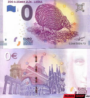 Česká republika - 0 euro souvenir - ZOO a zámek Zlín - Lešná