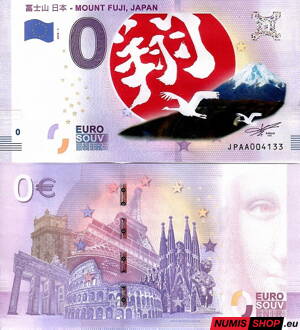 Japonsko - 0 euro souvenir - Mount Fuji - COLOR