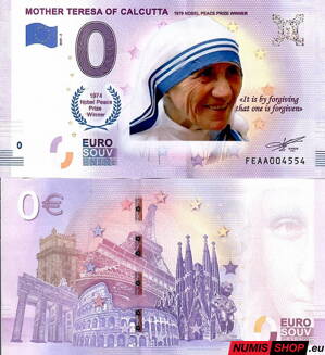 Malta - 0 euro souvenir - Mother Teresa of Calcutta - COLOR