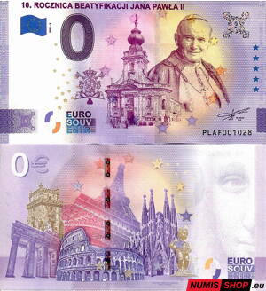 Poľsko - 0 euro souvenir - 10. výročie beatifikácie Jána Pavla II.