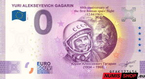 Rusko - 0 euro souvenir - Yuri Alekseyevich Gagarin - anniversary