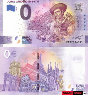 Slovensko - 0 euro souvenir - Juraj Jánošík 2020 - nový dizajn