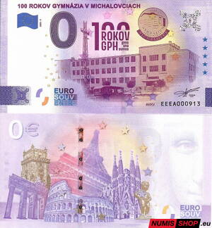Slovensko - 0 euro souvenir - 100 rokov gymnázia v Michalovciach