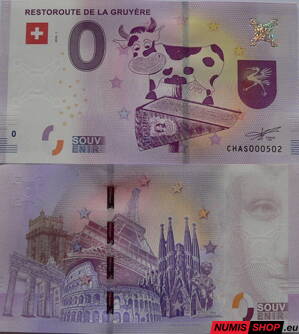 Švajčiarsko - 0 euro souvenir - Restoroute de la Gruyére