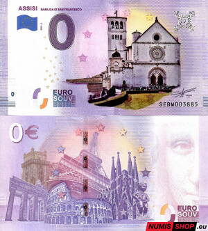 Taliansko - 0 euro souvenir - Assisi - Basilica de San Francesco - COLOR