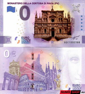 Taliansko - 0 euro souvenir - Monastero della Certosa di Pavia - COLOR