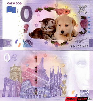 Taliansko - 0 euro souvenir - Cat and Dog - COLOR