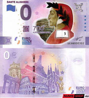 Taliansko - 0 euro souvenir - Dante Alighieri - COLOR