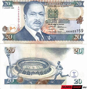 Keňa - 20 shillingov - 1986 - UNC