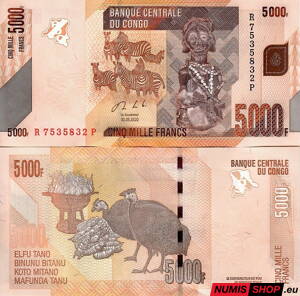 Kongo - 5000 frankov - 2020