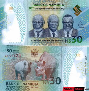 Namíbia - 30 dollars - 2020 - polymer