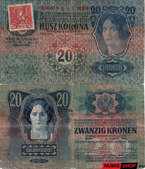 Rakúsko-Uhorsko - 20 korona - 1913 - I. vydanie - kolok ČSR