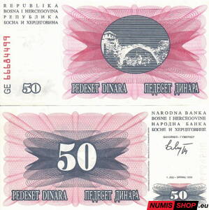 Bosna a Hercegovina 50 dinara 1992 - UNC