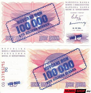 Bosna a Hercegovina 100 000 dinara 1993 - UNC