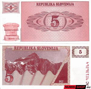 Slovinsko - 5 tolarjev - 1990 - UNC