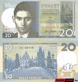 Gábriš - 20 korun - Franz Kafka - s podpisom autora