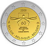 Belgicko 2 euro 2008 - 60. výročie Všeobecnej deklarácie ľudských práv  - UNC