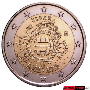 Španielsko 2 euro 2012 - 10 rokov euro - UNC