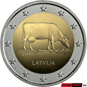 Lotyšsko 2 euro 2016 - Krava - Lotyšský poľnohospodársky priemysel - UNC