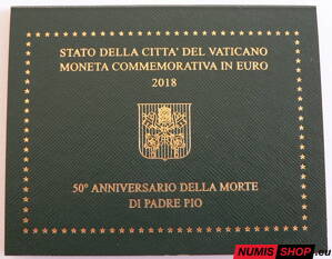 Vatikán 2 euro 2018 - Páter Pio