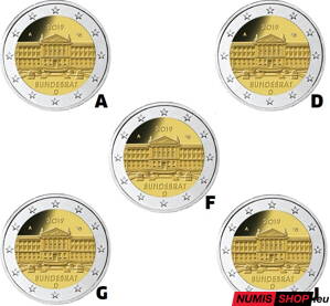 Nemecko 2 euro 2019 - Bundesrat - komplet 5 ks - UNC