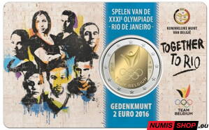 Belgicko 2 euro 2016 - Olympijské hry Rio - COIN CARD