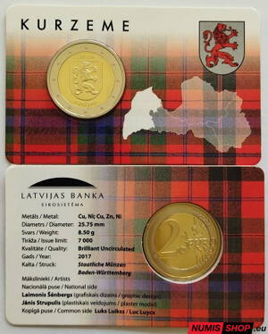 Lotyšsko 2 euro 2017 - Kurzeme - COIN CARD