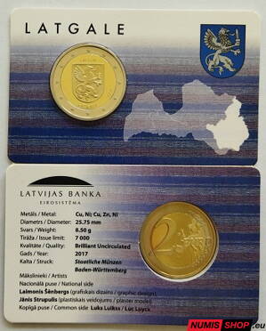 Lotyšsko 2 euro 2017 - Latgale - COIN CARD