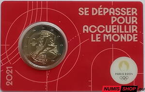 Francúzsko 2 euro 2021 - OH Paríž 2024 - COIN CARD red